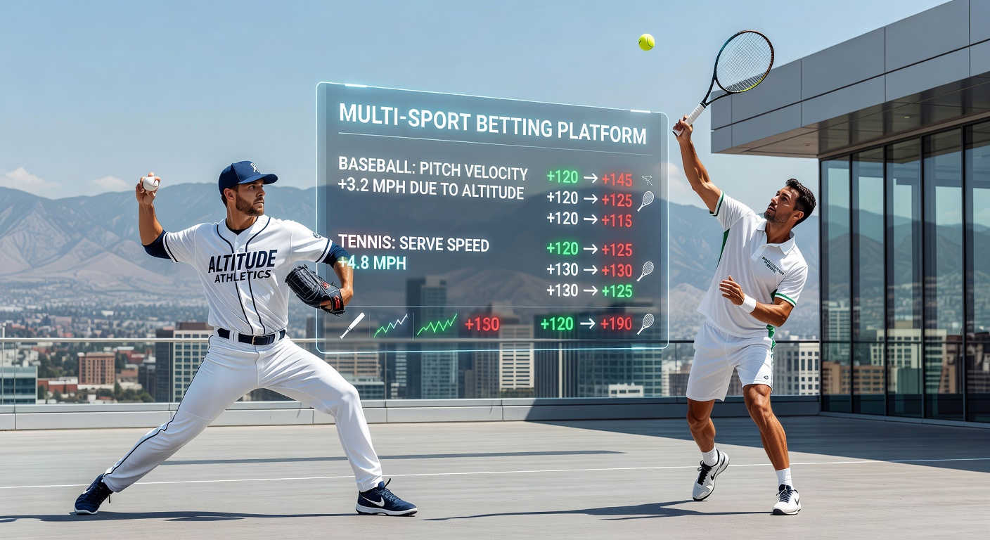 Baseball batter adjusting swing at high altitude stadium with thin air effects visible