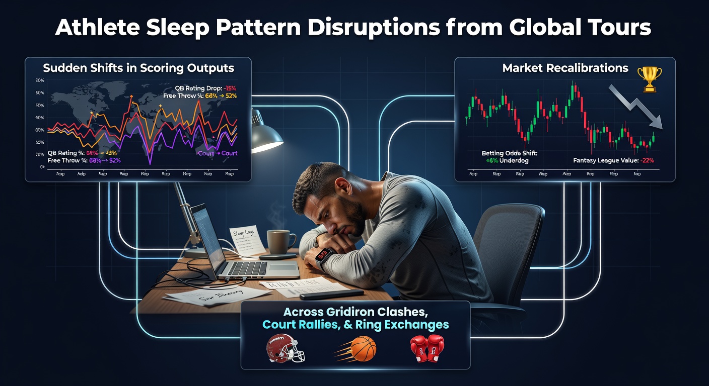 Athletes adjusting to new time zones during international sports tours, showing travel fatigue impacts on performance
