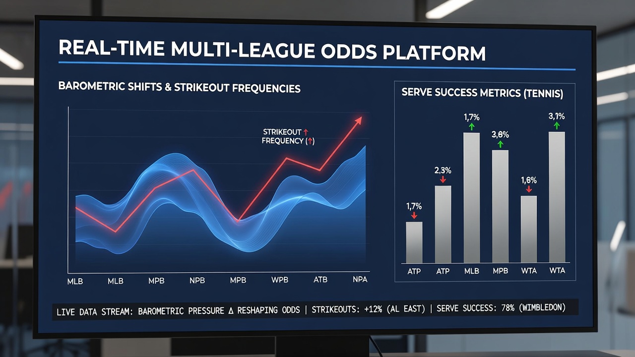 Barometric pressure monitoring equipment alongside baseball and tennis data feeds in a live odds platform dashboard