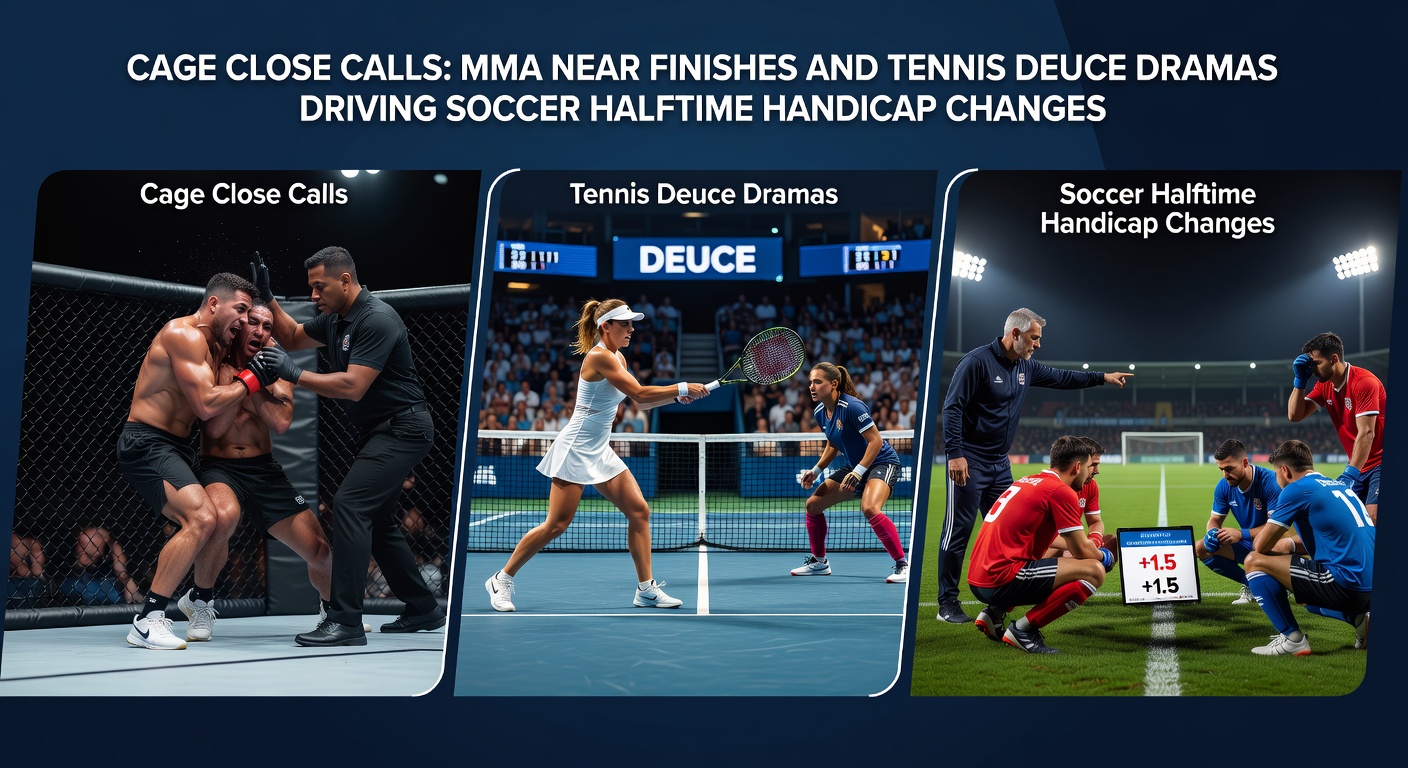 Tennis players locked in a dramatic deuce exchange at the net during a high-stakes ATP match, with the scoreboard frozen in tension
