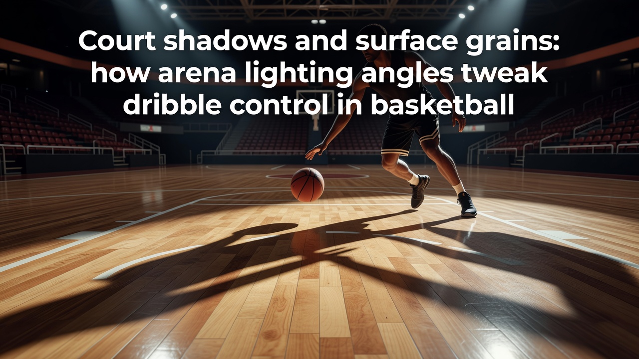 Technical diagram showing light beam angles affecting puck glide and basketball dribble paths