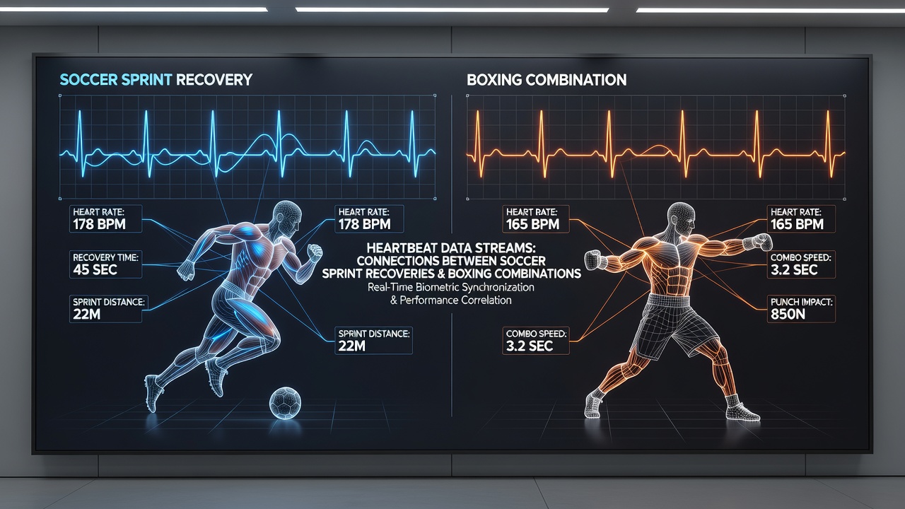 Live betting interface displaying synchronized heartbeat metrics from soccer and boxing events