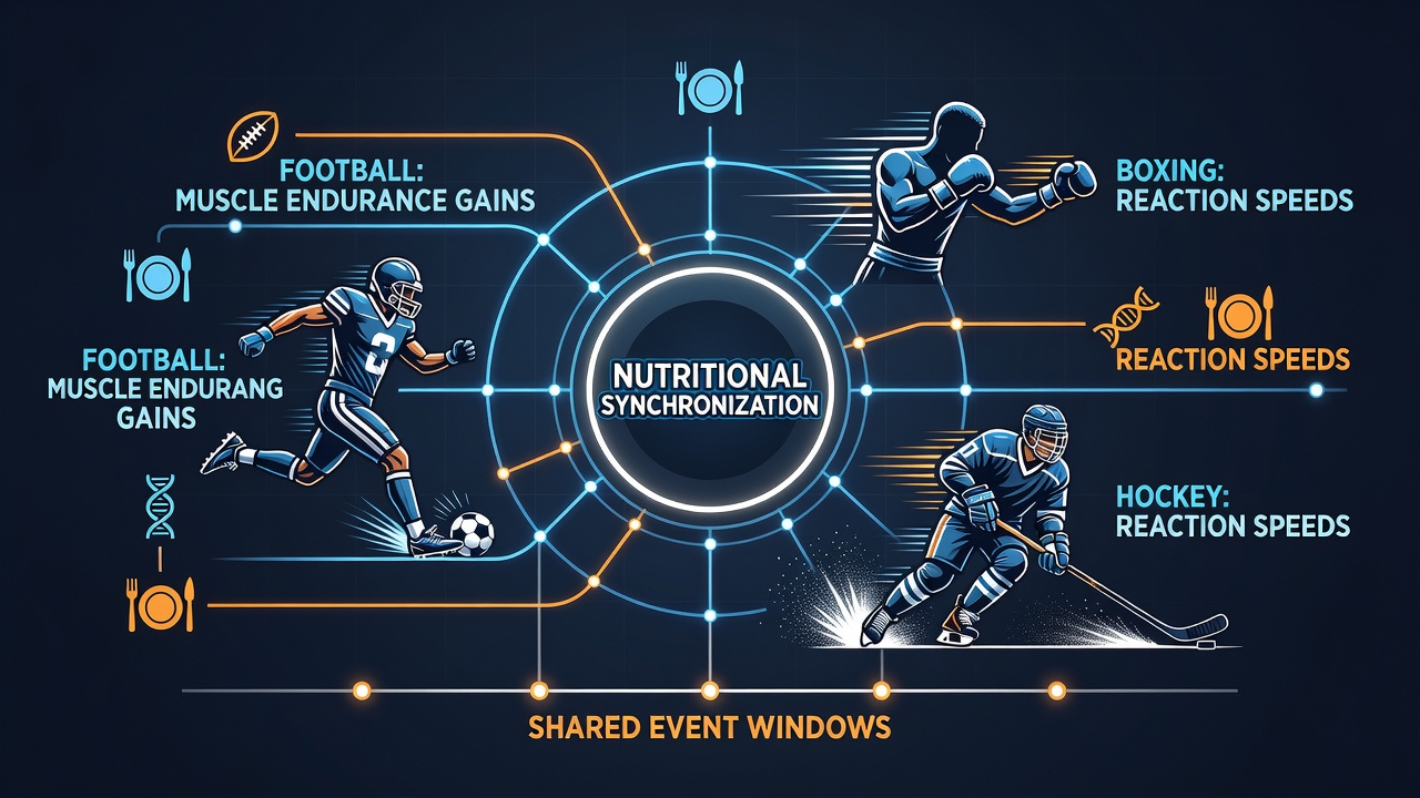 Athletes from football, boxing, and hockey following synchronized nutrition protocols during overlapping training and competition periods