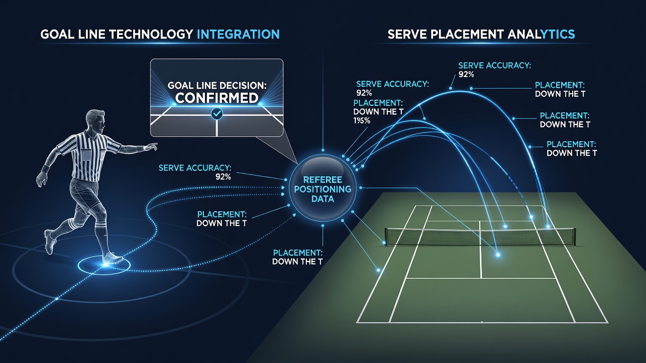 Tennis serve accuracy tracking integrated with soccer referee data in live betting interfaces