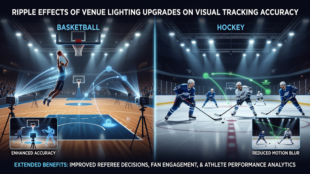Baseball players demonstrating improved pitch recognition under upgraded venue lighting