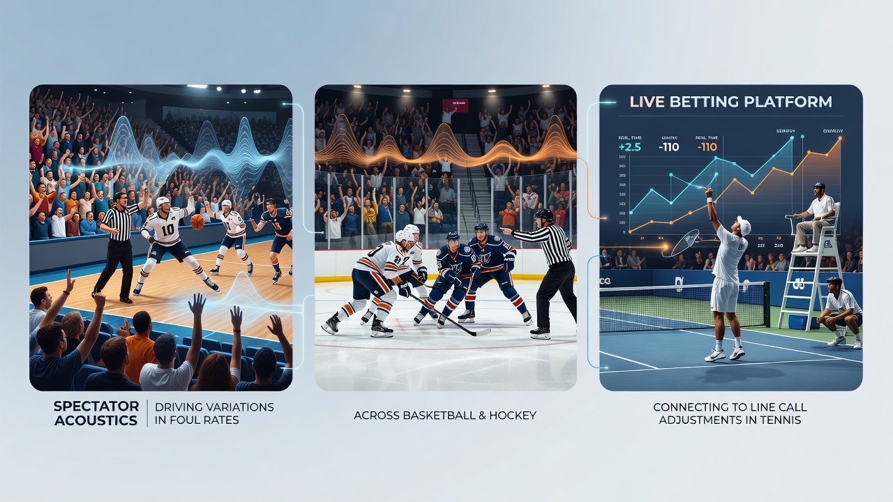 Spectator acoustics influencing foul calls in basketball arenas and hockey rinks