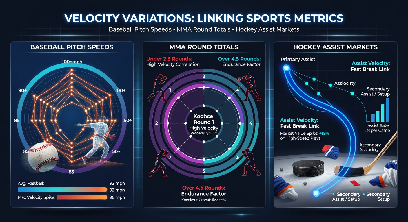 Hockey player delivering an assist pass with overlaid real-time analytics connecting to baseball velocity feeds